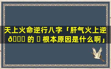 天上火命逆行八字「肝气火上逆 🍁 的 ☘ 根本原因是什么啊」